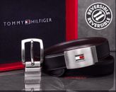 Tommy Hilfiger Men's Premium Reversible Genuine Leather Belt Dual Buckle GiftBox