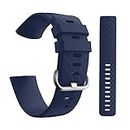 CellFAther Silicone Bands Compatible with Fitbit Charge 4/Charge 3 & SE, Waterproof Strap Fitness Sport Wristband for Women & Men, (Large 180-221 MM) (Midnight Blue) (Watch Not Included)