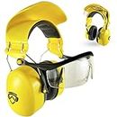 GROGGLE, New, Combination Eye and Ear Protection, Features a Protective Shield, Safety Glasses and Earmuffs, Fit Medium, Passive Hearing Protection, NRR 26