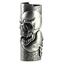 Skull Head Skeleton Metal Lighter Case Cover Holder fits BIC Full Standard Size Lighter J6 in Silver Color