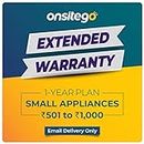 Onsitego 1 Year Extended Warranty for Small Home & Kitchen Appliances from Rs. 501-1000 (Email Delivery - No Physical Kit)