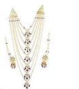 KLIP 2 DEAL White and Red Metal Necklace, Haar with Earrings for Women and Girls