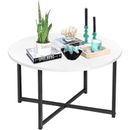 Ebern Designs Ghita Single Coffee Table Wood/Metal in Black/Brown/Gray | 17 H x 23 W x 23 D in | Wayfair 02938F60EC8E4C988636F4ADE6767B07