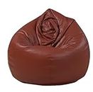 ink craft Faux Leather Classic Solid Bean Bag Chair Cover for Bedroom/Livingroom/Garden Lounger Kids, Adults, Gaming Bean Bag Cover Without Beans (Tan, 3XL)