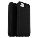 OtterBox Strada Case for iPhone 7/8/SE 2nd Gen/SE 3rd Gen, Shockproof, Drop proof, Premium Leather Protective Folio with Two Card Holders, 3x Tested to Military Standard, Black, No Retail Packaging