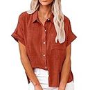 HNVAVQ Women's Short Sleeve Button Down Shirts Casual Blouses Tops