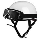 Demi-Casque，Vintage Half Shell Moped Crash Helmet，Dot/ECEApproved Vespa Motorcycle Half Helmet with Goggles,for Men Women Adults Scooters Bicycle Ski (Color : C, Size : XL=59-60CM)