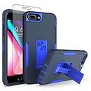 Phone Case for iPhone 6plus 6splus 7plus 8plus i 6/6s/7/8 Plus with Screen Protector Cover and Slim Stand Cell Mobile Accessories iPhone6splus i Phone7s 7s 7+ 8s 8+ Phones8 6+ i6 6s+ Women Men Blue