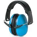 MEDca Hearing Protection and Noise Reduction Earmuffs - Lightweight, Adjustable and Foldable NRR 20dB Safety Ear Protection for Shooting, Heavy Machinery Work and Hunting Fits Adults and Kids, Blue