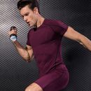 ZONBAILON Men's PRO Tight Short Sleeve Fitness Sports Running Training Suit 