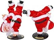 Cysocool Dancing Singing Santa Claus Figura di Natale Elettrico Musicale Rotante Handstand Santa Doll Natale Novità Natale Decorazione Casa Albero Ornamento Tavolo Camino Decor Regali di Babbo Natale