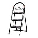 PALOMINO Black Heavy Duty Folding 3.1 Ft Stepladders with Wide 3 Steps Ladder Sidhi (Make in India)-Black