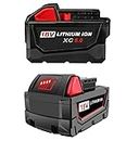 2-Pack 6.0Ah 18V Battery Cordless Power Tools Batterie for Milwaukee Milwaukee XC Lithium M18 (Fit All M18 Power Tools)