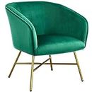 Yaheetech Tub Chair, Soft Velvet Vanity Chair, Modern Accent Chair Comfy Armchair with Upholstered Back and Thick Padded Seat for Living Room Bedroom Makeup Room, Green