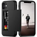 Nvollnoe for iPhone 11 Case with Card Holder Heavy Duty Protective Dual Layer Shockproof Hidden Card Slot Slim Wallet Case for iPhone 11 for Men&Women(Black)