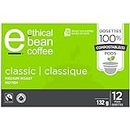 Ethical Bean Coffee Classic Medium Roast Single Serve 100% Compostable Coffee Pods, 132g
