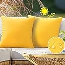 VAKADO Yellow Outdoor Waterproof Throw Pillow Covers Decorative Turquoise Outside Patio Furniture Cushion Cases Decor for Garden Bench Porch Couch Tent Sunbrella 18x18 Pack of 2