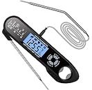 MeatThermometer Digital, Instant Read Roast Thermometer Grill Thermometer, External Long Probe with Stainless Steel Cable, Alarm Setting, Oven Thermometer for Kitchen, BBQ, Oven, Baking
