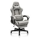 HOMRACER gaming chair,Ergonomic Office Chair,Compact,Desk Chair,Massage Computer Chair With Footrest,Gaming Chair For Adults,Chair For Home,360°- Swivel Seat,Vintage PU Leather,High Back,Present(Gray)