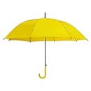 eBuyGB Automatic Opening Plastic Crook Curved Handle Wedding Umbrella Coloured Rainproof for Men, Women, Kids, Unisex, Bridal Brolly - Yellow 41.5 Inch / 105cm Span 82cm Length