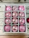 Sesonby (Set of 12) Pink Balls Christmas Balls Christmas Ornament Balls Christmas Ornaments for Christmas Tree Home Decorative Ball for Xmas Tree Shatterproof Decorations Party Christmas Decor