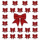 Vital Creations Red Christmas Glliter Bow Decorations | Red Wreaths Bows Ties for Festival Decorations