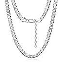 Amberta Men 925 Sterling Silver Cuban Chain: Silver Necklace for Men 5.5 mm 20 inch