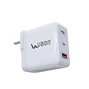 UBON CH-008 65W Type C and USB Ports Adapter, Fast Charging Power Adaptor for All iOS & Android Smartphone and Other Devices | Overvoltage | Overpower | Short-Circuit Protection, Compatible with Tablets