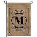 Anley Classic Monogram Letter M Garden Flag, Double Face Family Last Name Initial Yard Flags - Personalized Welcome Home Decor - Weather Resistant & Double Stitched - 18 x 12,5 Pouces