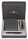 URBAN FOREST Marty Grey Leather Wallet + Pen + Keyring Combo Gift Set for Men