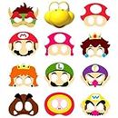 ZYOZIQUE MARIO Theme Birthday Party Favors/Kid Theme Birthday Masks/Mario Paper Masks Props Mario Theme Party Decorations Favor Supplies (12 PCS)