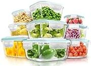KICHLY 18-Pieces Glass Container Food Storage with Lids - Meal Prep Containers with Transparent Lids & Airtight Commercial Food Storage Container - BPA Free and FDA Approved (9 Containers and 9 Lids)