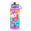 Cute Water Bottle for School Kids Girls, BPA FREE Tritan & Leak Proof Flip Top Lid & Easy Clean & Carry Handle, 23oz/ 680ml (Unicorn, 23oz)