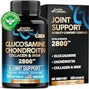 Glucosamine | Chondroitin | MSM | Collagen - 2800 mg Joint Support Supplement - Made in USA - FSA HSA Eligible - Cartilage Health, Mobility & Strength - Flexibility Nutritional Vitamins, 120 Capsules