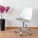 Umi. Height-Adjustable Modern Revolving Rotary Arm Office Study Desk Chair - Ideal For Spa, Bar, Home - White & Grey Color - Faux Leather