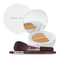Sheer Cover – Flawless Face Kit – Perfect Shade Mineral Foundation – Conceal & Brighten Highlight Trio – with FREE Foundation Brush and Concealer Brush – Tan Shade – 4 Pieces