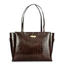Horse and Hash Croco Pattern Tote Bags For Womens and Girls Shoulder Bag Extra Spacious (Brown)