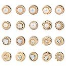 NBEADS 40 Pcs 20 Styles Shirt Brooch Buttons, Safety Brooch Buttons Cover up Button Pins with Pearl Rhinestone for DIY Clothes Cardigan Dress Decoration Supplies