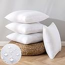 EMEMA Pack of 4 Outdoor Pillow Inserts Waterproof Throw Pillow Premium Fluffy Decorative Cushion Square Inner Soft for Patio Furniture Garden Sleeping Bed Couch Sofa Bedroom 18x18 Inch 45x45 cm