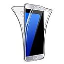 SDTEK Funda Compatible con Samsung Galaxy S7 Edge, 360 Grados Cobertura Total Silicona Transparente Cover Case