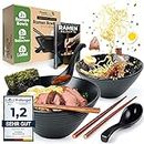 PandaBaw® 2x Ramen Schüssel Set [KERAMIK] - Premium Suppenschüssel, Ramen Bowl - [+REZEPTE] - Traditionell Asiatisches Japanisches Geschirr Set