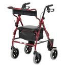 Days 2 In1 Transit Rollator Seat Walker & Transport Chair Red 160kg Capacity.