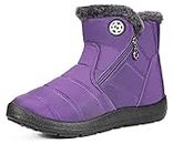 Womens Warm Fur Lined Winter Snow Boots Waterproof Ankle Boots Outdoor Booties Comfortable Shoes for Women,Purple,8 M US=Label Size 40