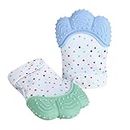 PandaEar Soothing Teething Mitten 2 Pack, Pain Relief, Protection Glove, Stimulating Teether, 0-12 Months