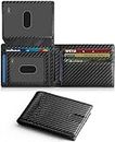FLYNGO Carbon Fiber Style Wallet for Men I 12 Card Slots I 2 Currency Compartments I 2 ID Card Window I Mens Accessories (Carbon Fiber Black)