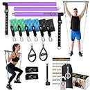 Upgraded Portable Pilates Bar Kit - Adjustable 39 Inches 3 Section Pilates Bar with Resistance Bands 20, 30, 40 Lbs. Home Workout Equipment for Women with 2 Foot & Hand Loops for Legs and Full Body