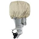 Explore Land Waterproof 600D Heavy Duty Outboard Motor Cover - Full Size Boat Engine Covers Fit for Motor 25-50 HP Tan