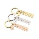 Adornkeys Stainless Steel Personalized Keychain With Birth Flower,Custom Name Keychain,Engraved Keyring,Initial Keychain Anniversary Gift,Birthday Gift For All, Gold