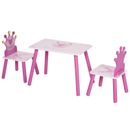 Homcom 3-teilig Kinder Prinzessin & Kronstuhl Tischset Wohnmöbel 2-4 Jahre rosa