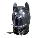 Genuine LEATHER GIMP DOG Puppy Hood Full Mask Mouth Costume Party Mask with Gag